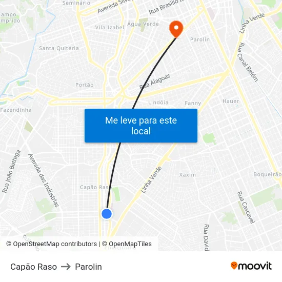 Capão Raso to Parolin map