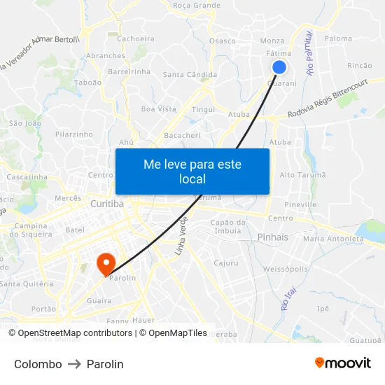Colombo to Parolin map