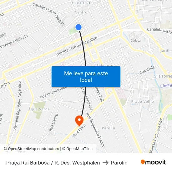 Praça Rui Barbosa (Desembargador Westphalen) to Parolin map