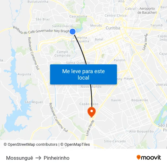 Mossunguê to Pinheirinho map