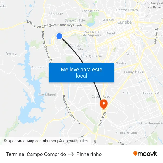 Terminal Campo Comprido to Pinheirinho map