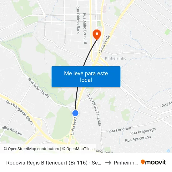 Rodovia Régis Bittencourt (Br 116) - Servopa to Pinheirinho map