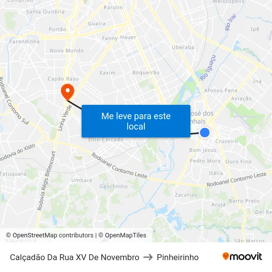 R. Marechal Dedoro da Fonseca, 515 to Pinheirinho map