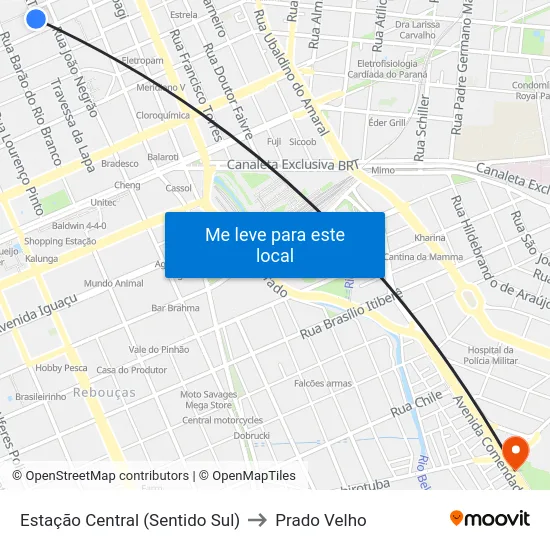 Estação Central (Sentido Sul) to Prado Velho map