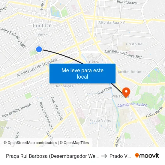 Praça Rui Barbosa (Desembargador Westphalen) to Prado Velho map