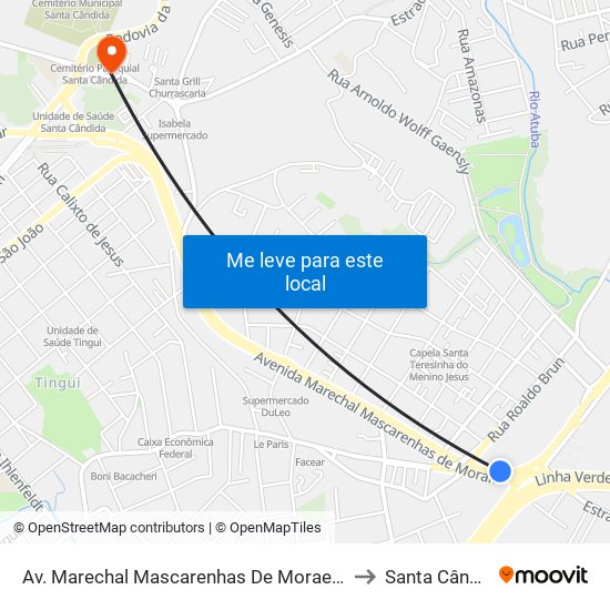 Av. Marechal Mascarenhas De Moraes, 2400 to Santa Cândida map