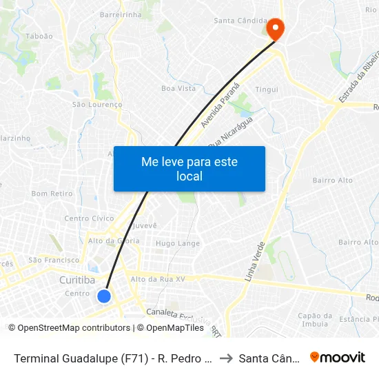 Terminal Guadalupe (F71) - R. Pedro Ivo, 955 to Santa Cândida map