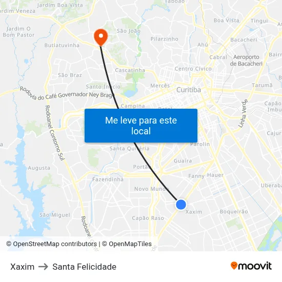 Xaxim to Santa Felicidade map