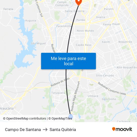 Campo De Santana to Santa Quitéria map