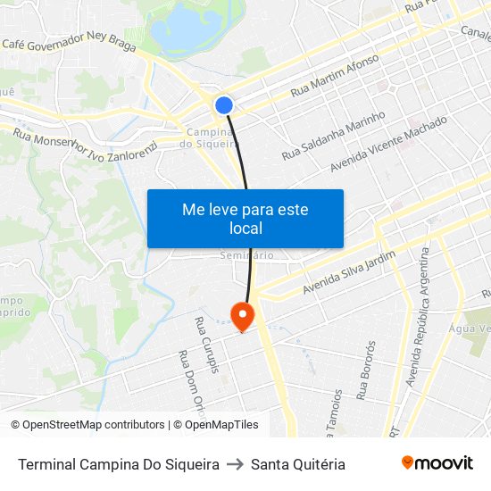 Terminal Campina Do Siqueira to Santa Quitéria map