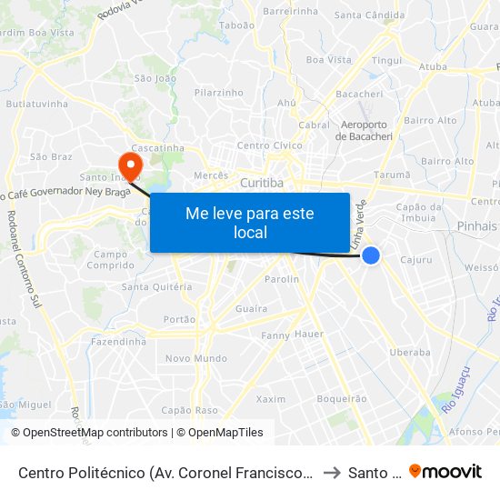 Centro Politécnico (Av. Coronel Francisco Heráclito Dos Santos, 400) to Santo Inácio map
