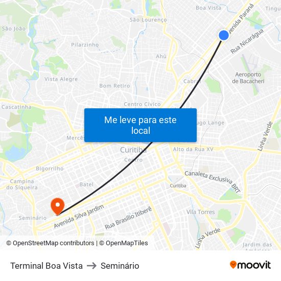 Terminal Boa Vista to Seminário map