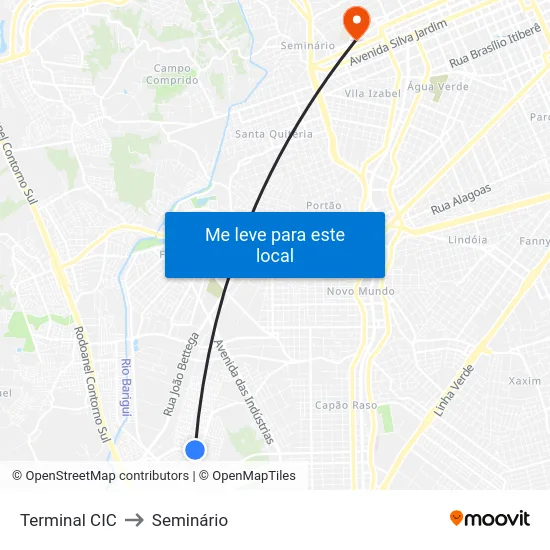 Terminal CIC to Seminário map