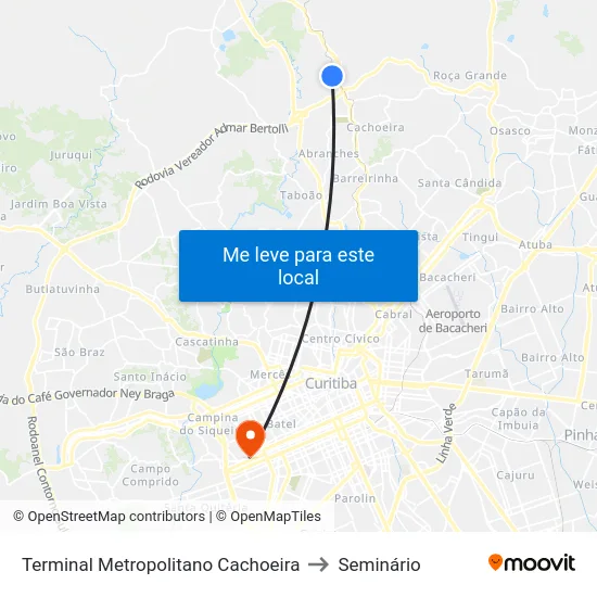 Terminal Metropolitano Cachoeira to Seminário map