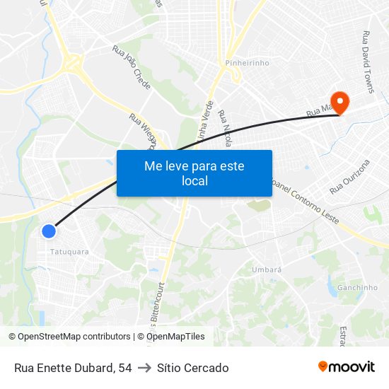 Rua Enette Dubard, 54 to Sítio Cercado map