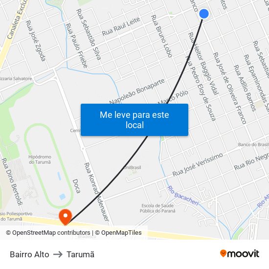 Bairro Alto to Tarumã map