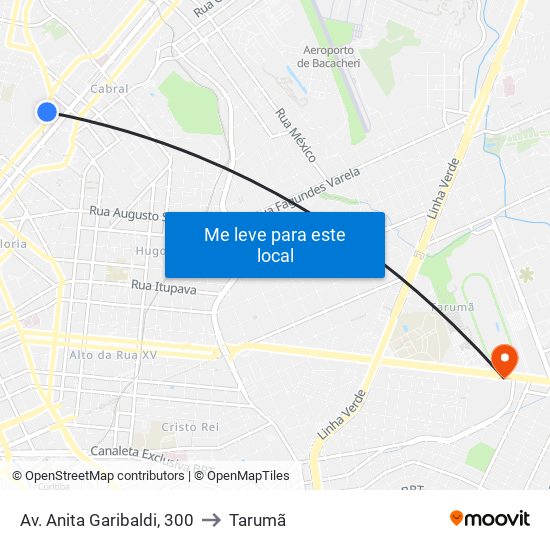 Av. Anita Garibaldi, 300 to Tarumã map