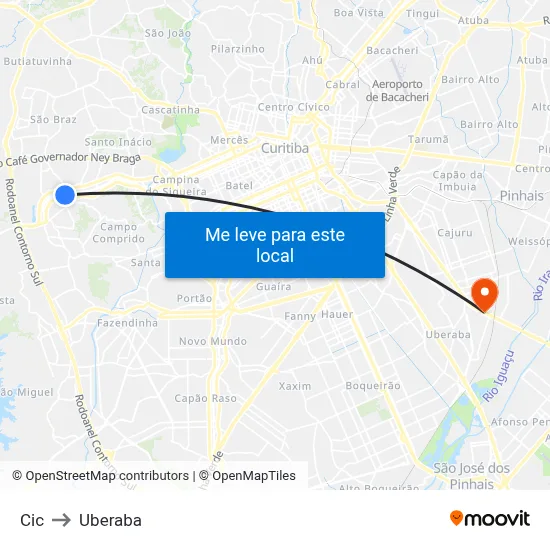 Cic to Uberaba map