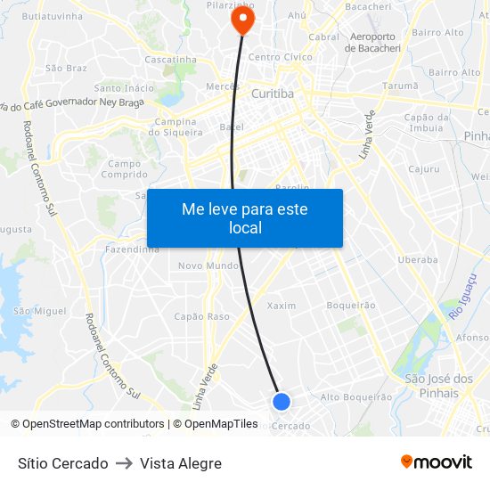 Sítio Cercado to Vista Alegre map