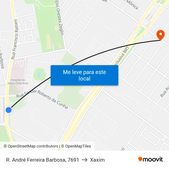 R. André Ferreira Barbosa, 7691 to Xaxim map