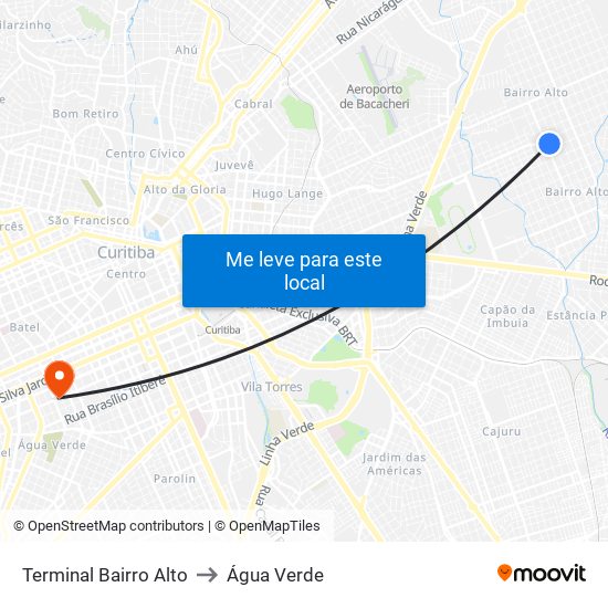 Terminal Bairro Alto to Água Verde map