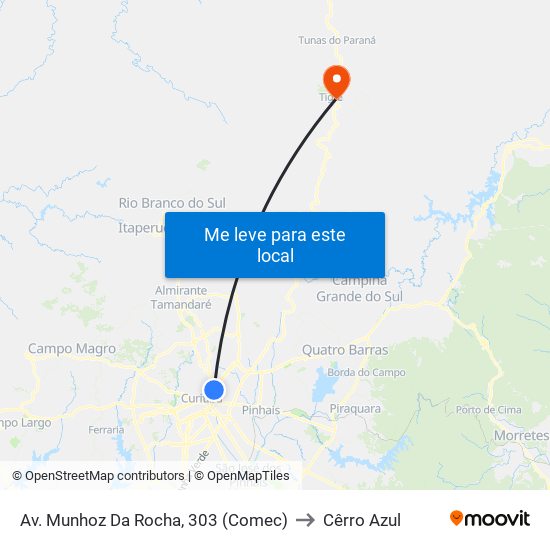 Av. Munhoz Da Rocha, 303 (Comec) to Cêrro Azul map