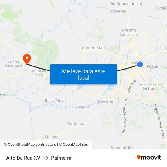 Alto Da Rua XV to Palmeira map