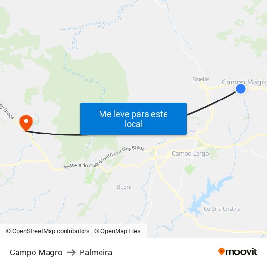 Campo Magro to Palmeira map