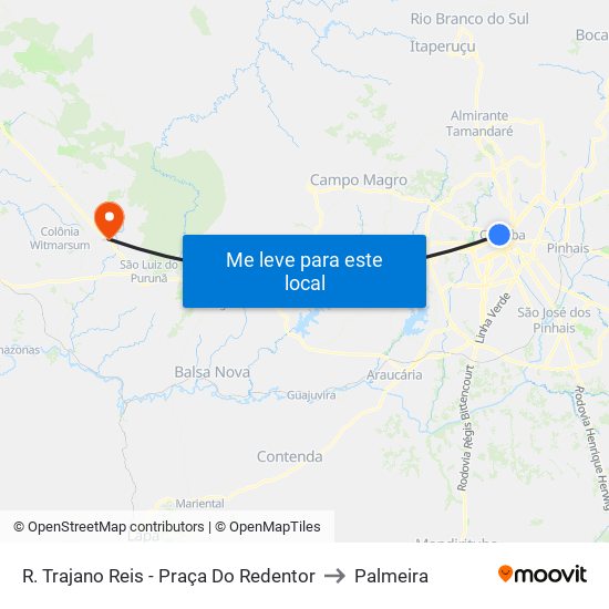 R. Trajano Reis - Praça Do Redentor to Palmeira map