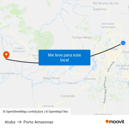 Atuba to Porto Amazonas map