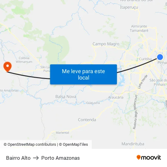 Bairro Alto to Porto Amazonas map