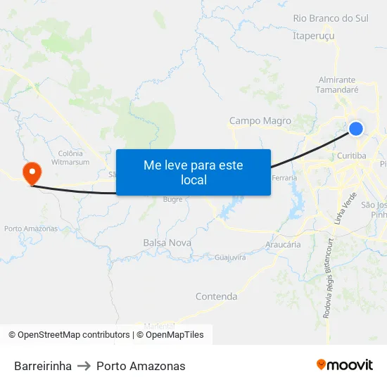 Barreirinha to Porto Amazonas map