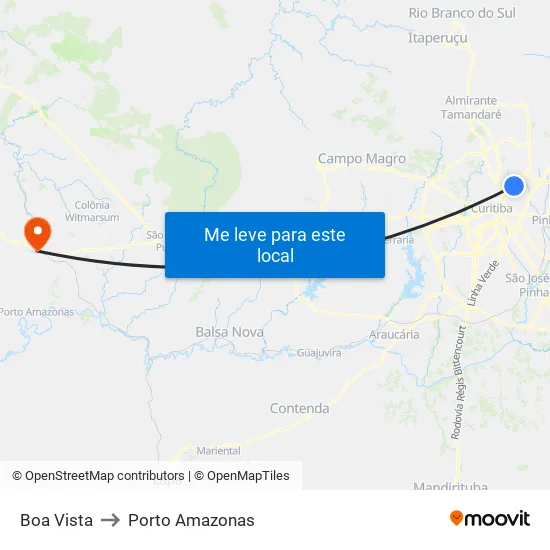 Boa Vista to Porto Amazonas map