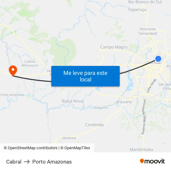 Cabral to Porto Amazonas map