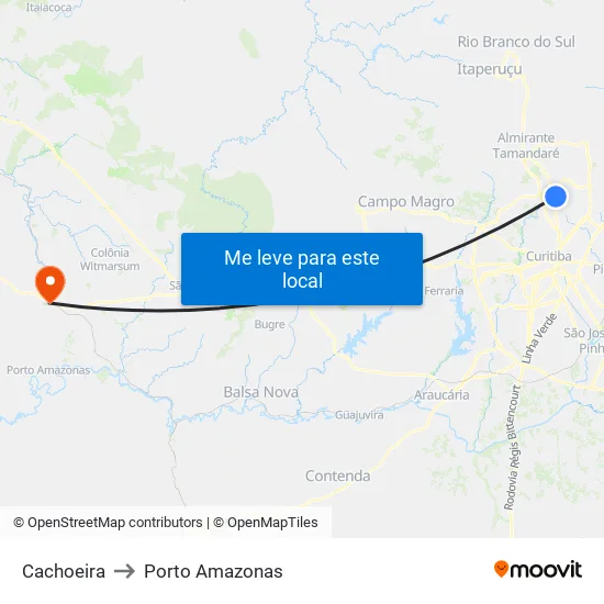 Cachoeira to Porto Amazonas map