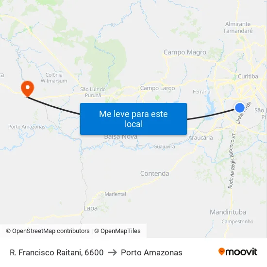 R. Francisco Raitani, 6600 to Porto Amazonas map