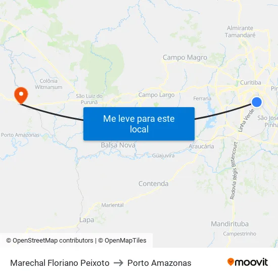 Marechal Floriano Peixoto to Porto Amazonas map