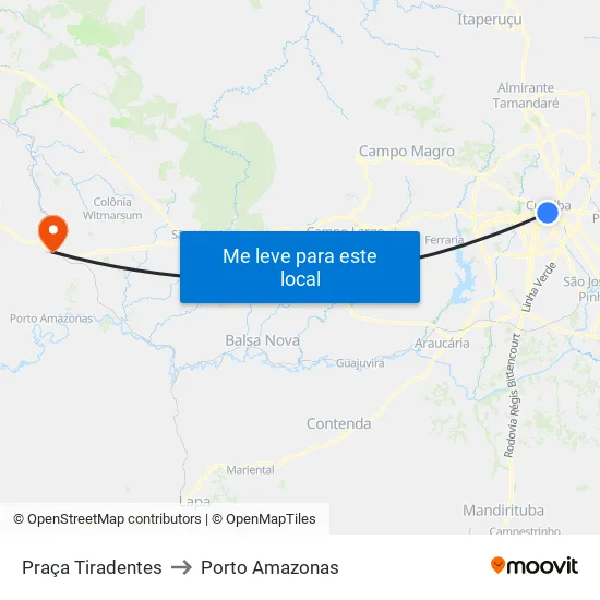 Praça Tiradentes (307) to Porto Amazonas map