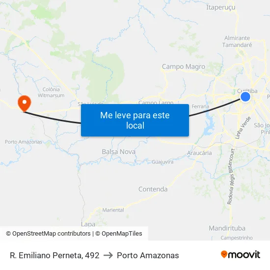 R. Emiliano Perneta, 492 to Porto Amazonas map