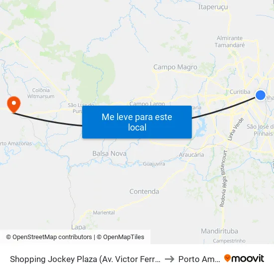 Av. Victor Ferreira do Amaral, 2633 to Porto Amazonas map
