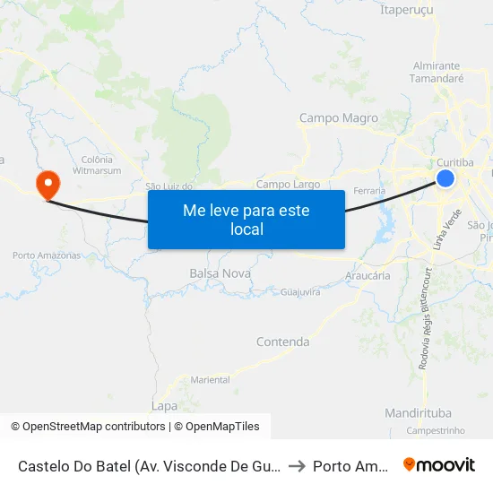 Av. Visconde de Guarapuava, 4610 (Castelo do Batel) to Porto Amazonas map