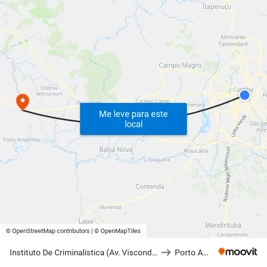 Av. Visconde de Guarapuava, 2646 (Instituto de Criminalística) to Porto Amazonas map
