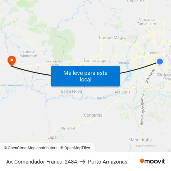Av. Comendador Franco, 2484 to Porto Amazonas map