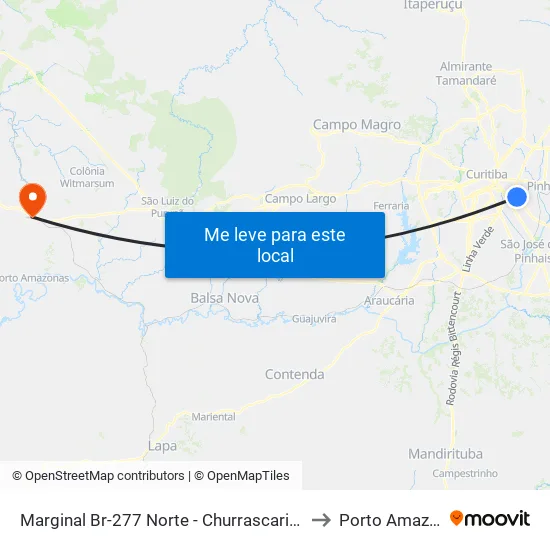 Marginal Norte da Rod. BR 277, 738 to Porto Amazonas map