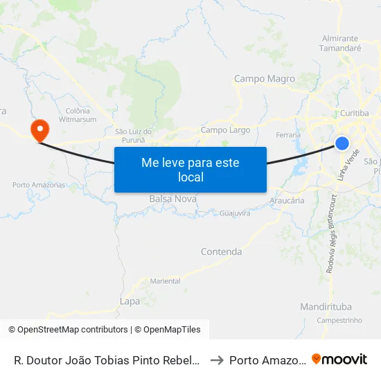 R. Doutor João Tobias Pinto Rebelo, 3500 to Porto Amazonas map