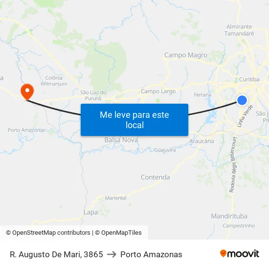 R. Augusto De Mari, 3865 to Porto Amazonas map