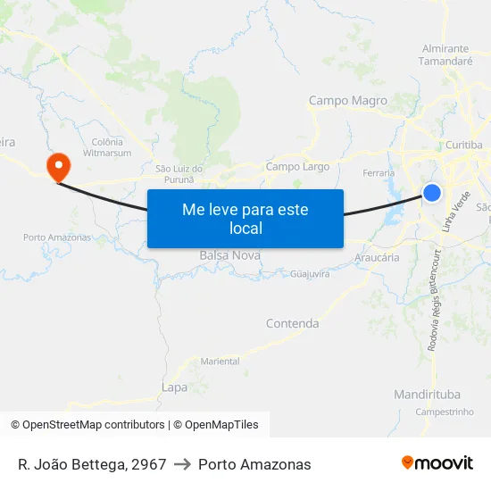 R. João Bettega, 2967 to Porto Amazonas map