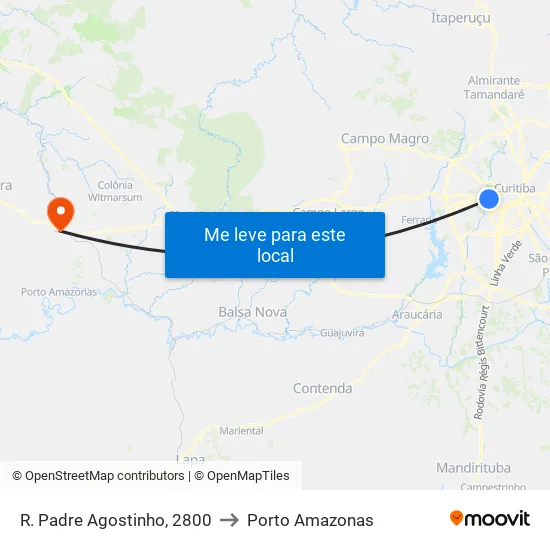 R. Padre Agostinho, 2800 to Porto Amazonas map