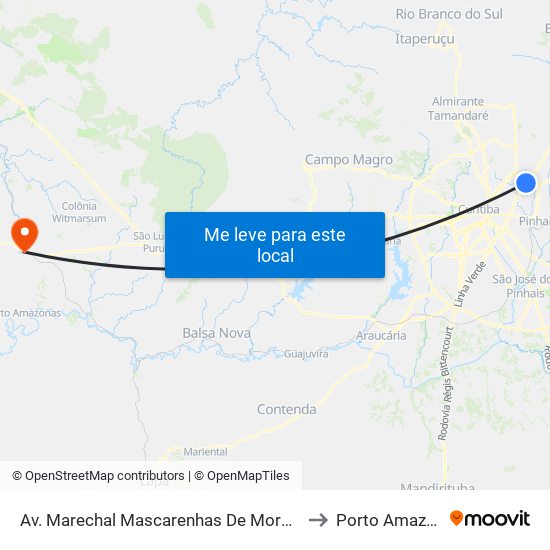 Av. Marechal Mascarenhas De Moraes, 2400 to Porto Amazonas map
