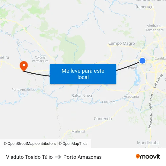 Viaduto Toaldo Túlio (Marginal Leste BR-277) to Porto Amazonas map